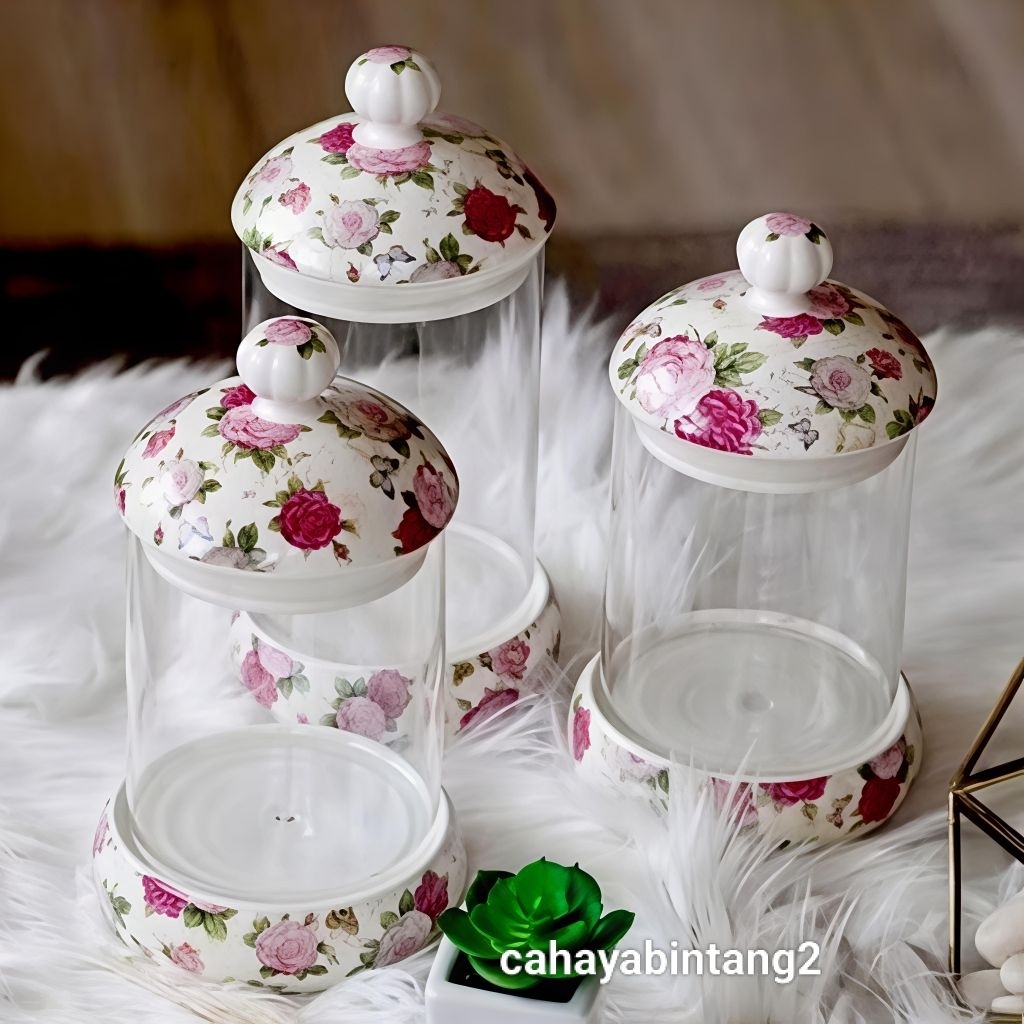 Toples Kaca Kue/ Makanan Capodimonte Set 3pcs