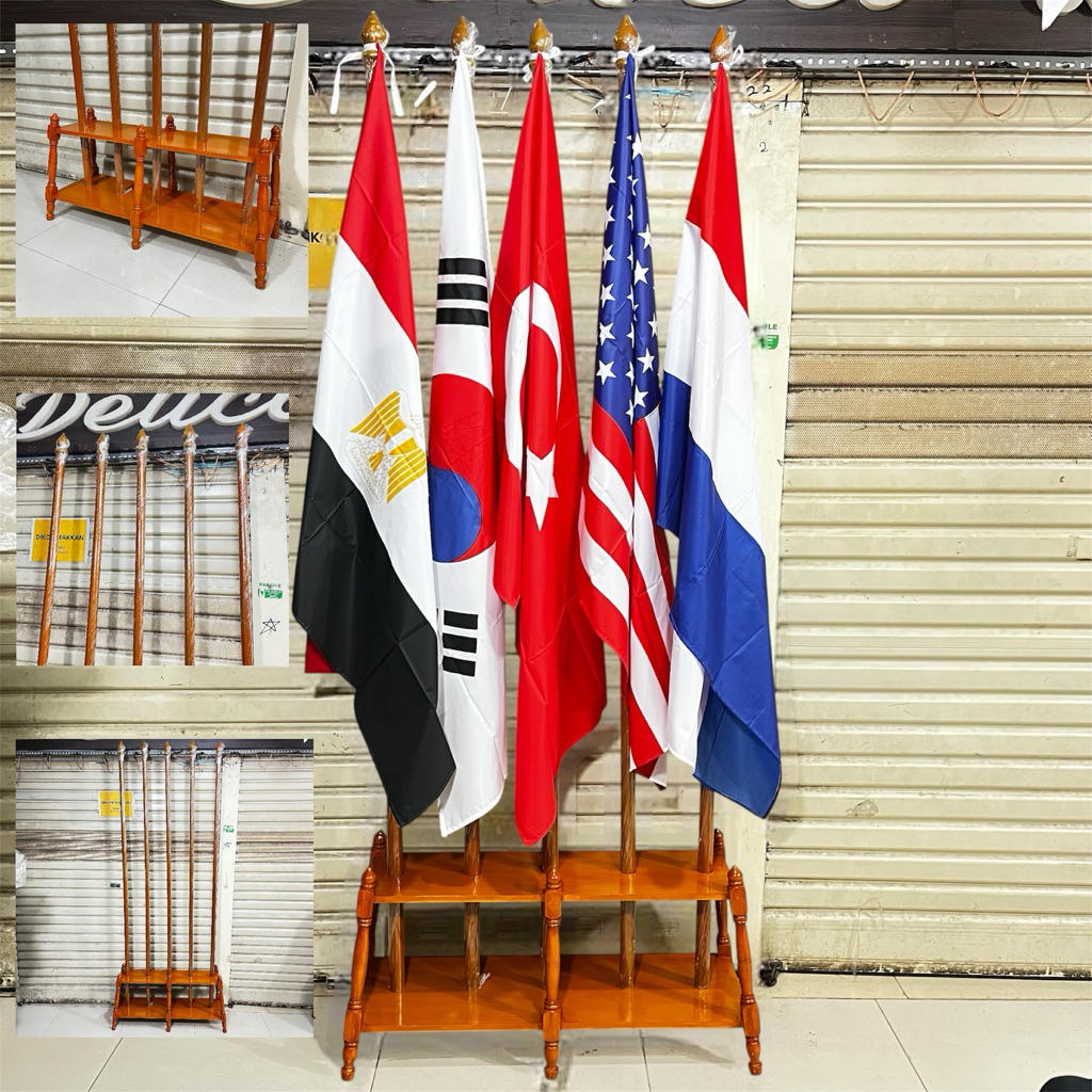 Lancar Jaya Advertising Tiang Bendera Pataka Premium Set/Tiang Bendera Ruangan/Tiang Pataka/Tiang Be