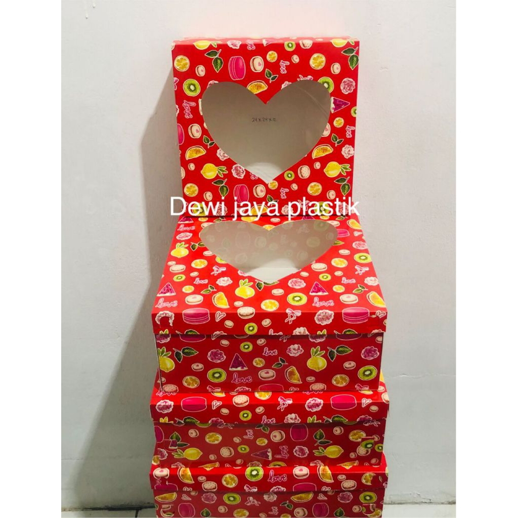 dus duplex dus kue tart merah hati isi 10pcs