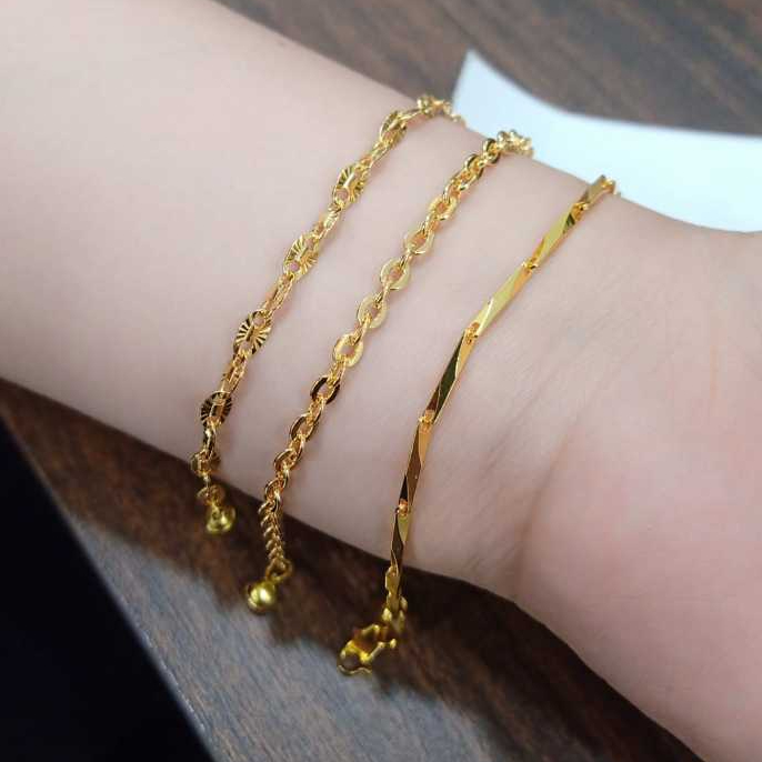 gelang titanium kuning cantik anti karat