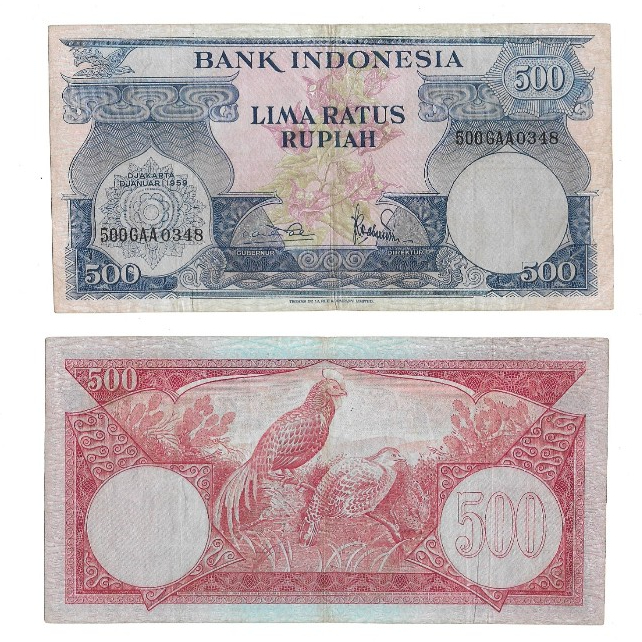 Uang kuno Indonesia 500 Rupiah 1959 Seri Bunga