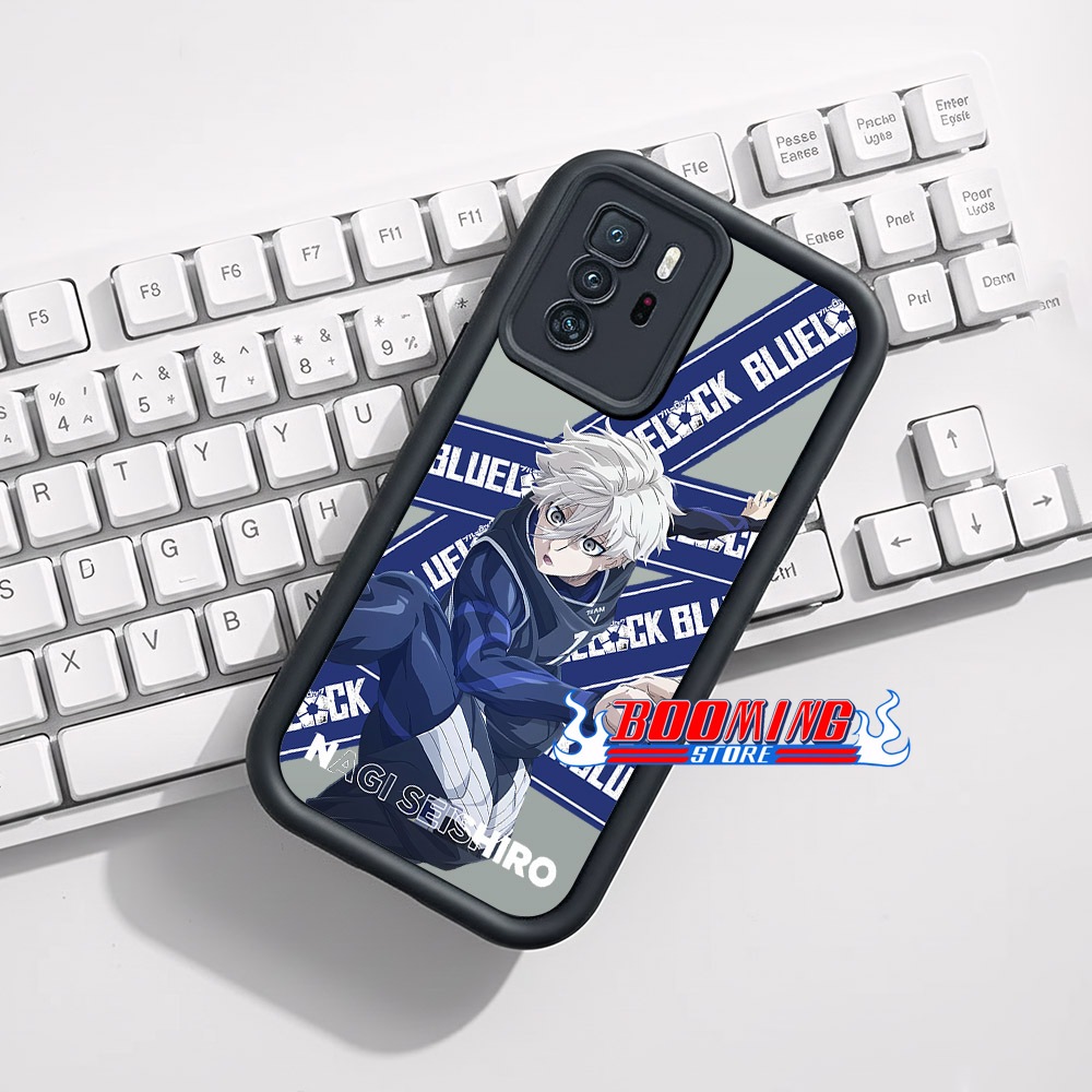 CASE KHUSUS Softcase Black Glass Premium Acrylic For POCO X3 GT Motif BLUE LOCK