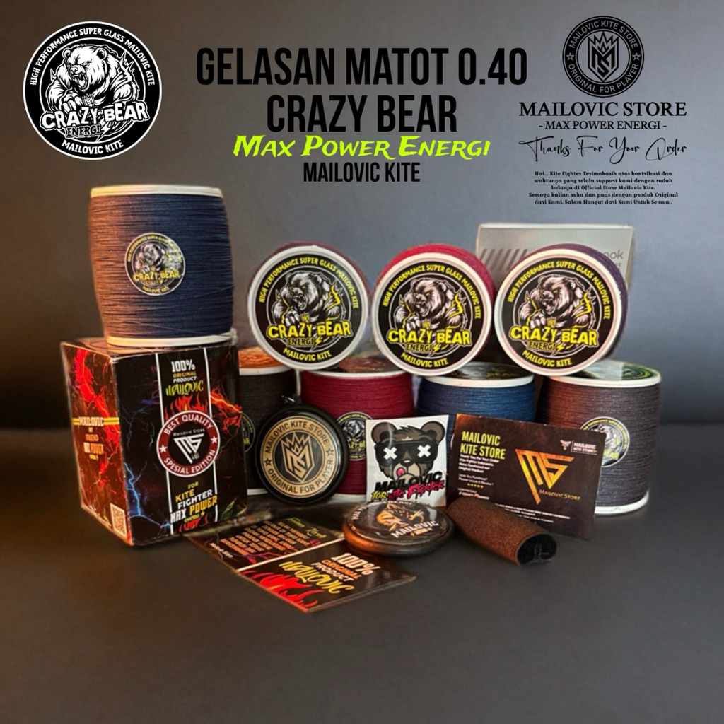 Gelasan  Crazy Bear 0.40 Mailovic Kite Original Spesial Jepret Tarik Max Power Energi