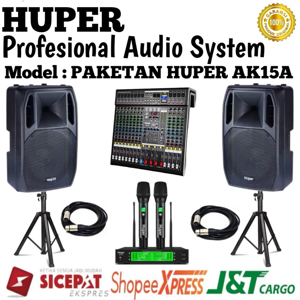 Paket Sound system Aktif Huper Ak15a Original Speaker Aktif Huper Ak15 15inch