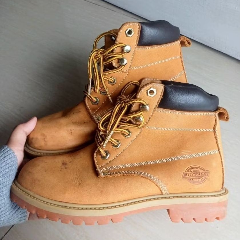 Dickies Raider Steel-Toe Work Boots | Sepatu Kulit Leather Cowboy Brown Coklat Size 37