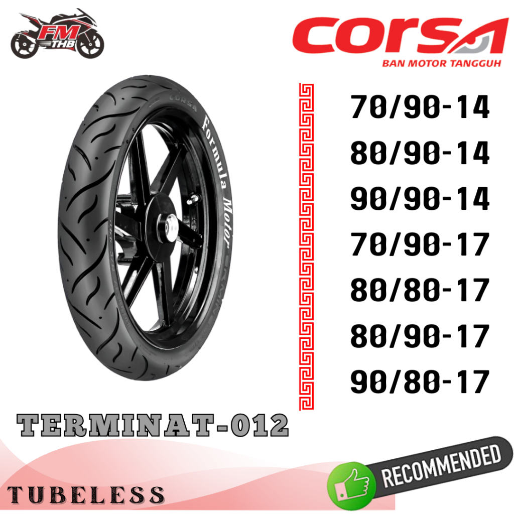 Ban Corsa Terminat 012/Terminator Ring 14 & 17 Tubeless - Ban Motor Matic/Scooter Ring 14 Semi Slick