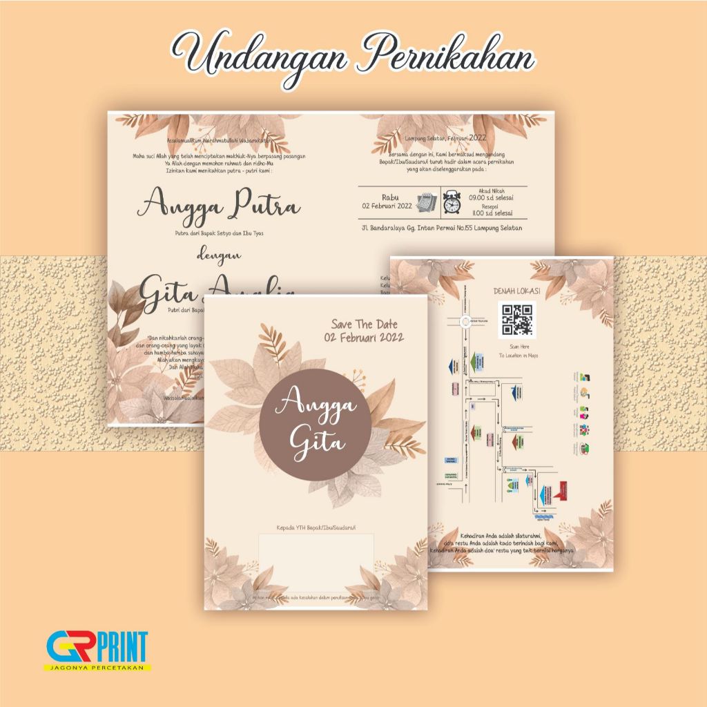 Surat Undangan Pernikahan ( 003 ) aestethic, vintage, elegan, unik, murah, mewah & fullcolour