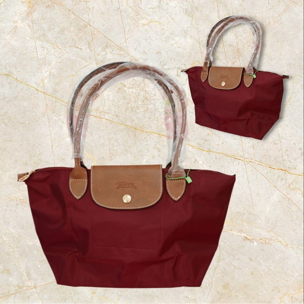 Tas MLH Maroon Handle dan tutup kulit sapi asli