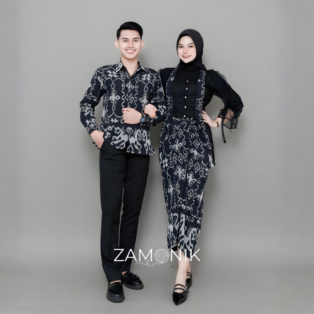Zamonik - Set Baju Tenun Couple Pria Wanita Nikahan Kondangan Kekinian Kebaya KutuBaru Ntt Sumba