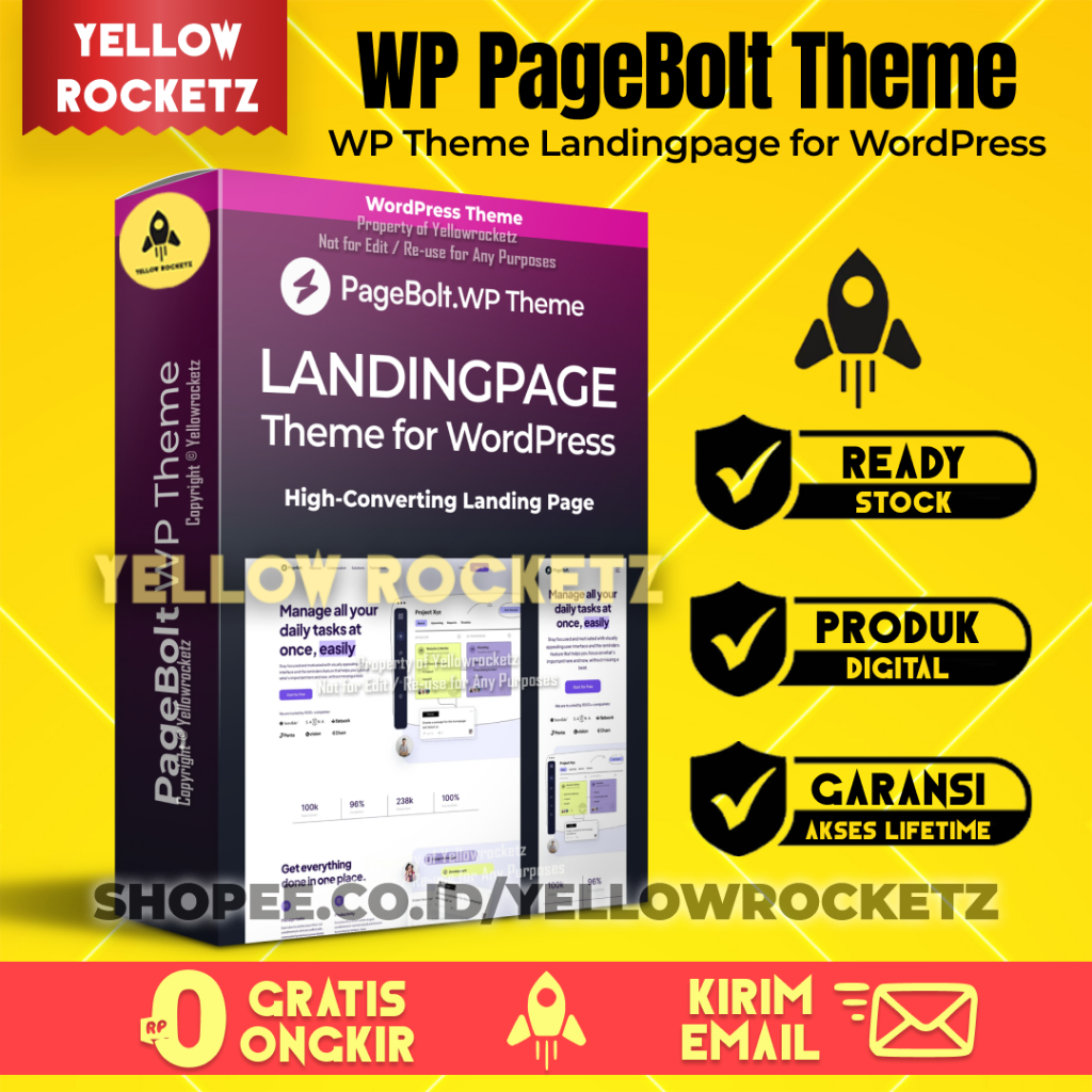 WP LANDINGPAGE THEME - PAGEBOLT WP THEME PREMIUM - Tema Landingpage Wordpress Lifetime + Unlimited