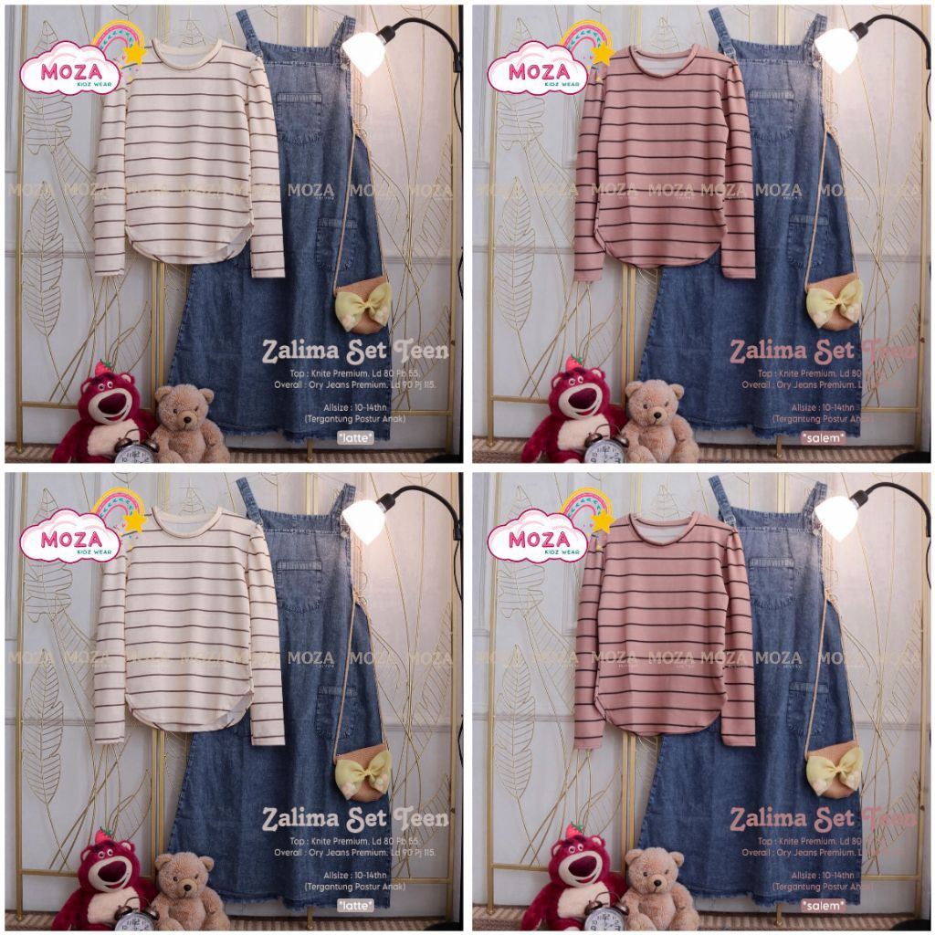 [ ata.id kids ] Zalima set teen setelan overall rok anak remaja perempuan premium by Moza