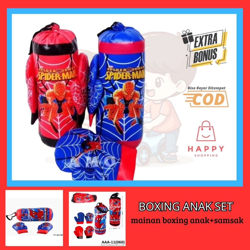Mainan Sarung tinju anak set karakter,Boxing anak, samsak tinju anak set