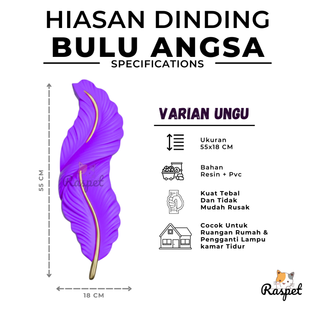Raspet - Lampu Dinding Minimalis lampu hias dinding Gaya Nordic lampu daun lampu bulu 3 Warna Lampu 