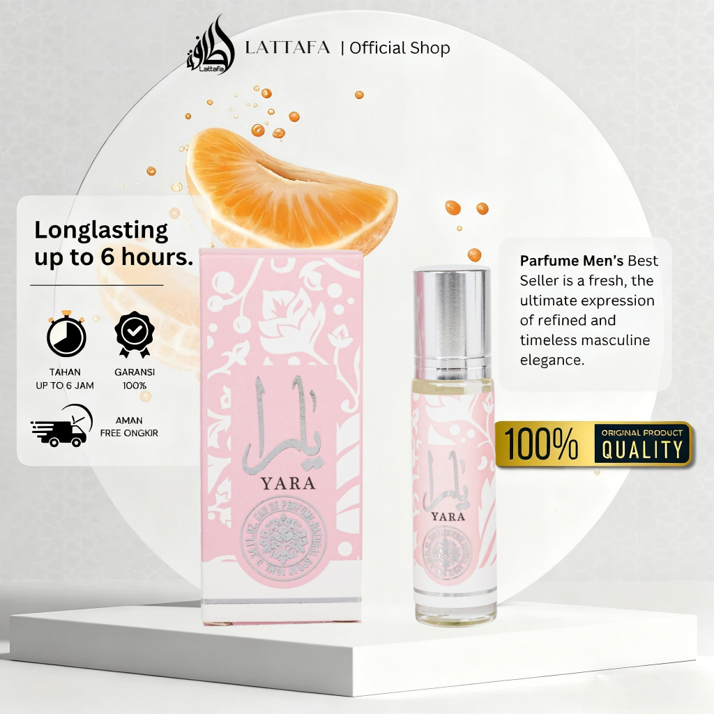 Roll On Parfum YARA Original 10ml - Wangi Orchid Vanilla Lembut & Manis | Parfum Arab Wanita | Tahan