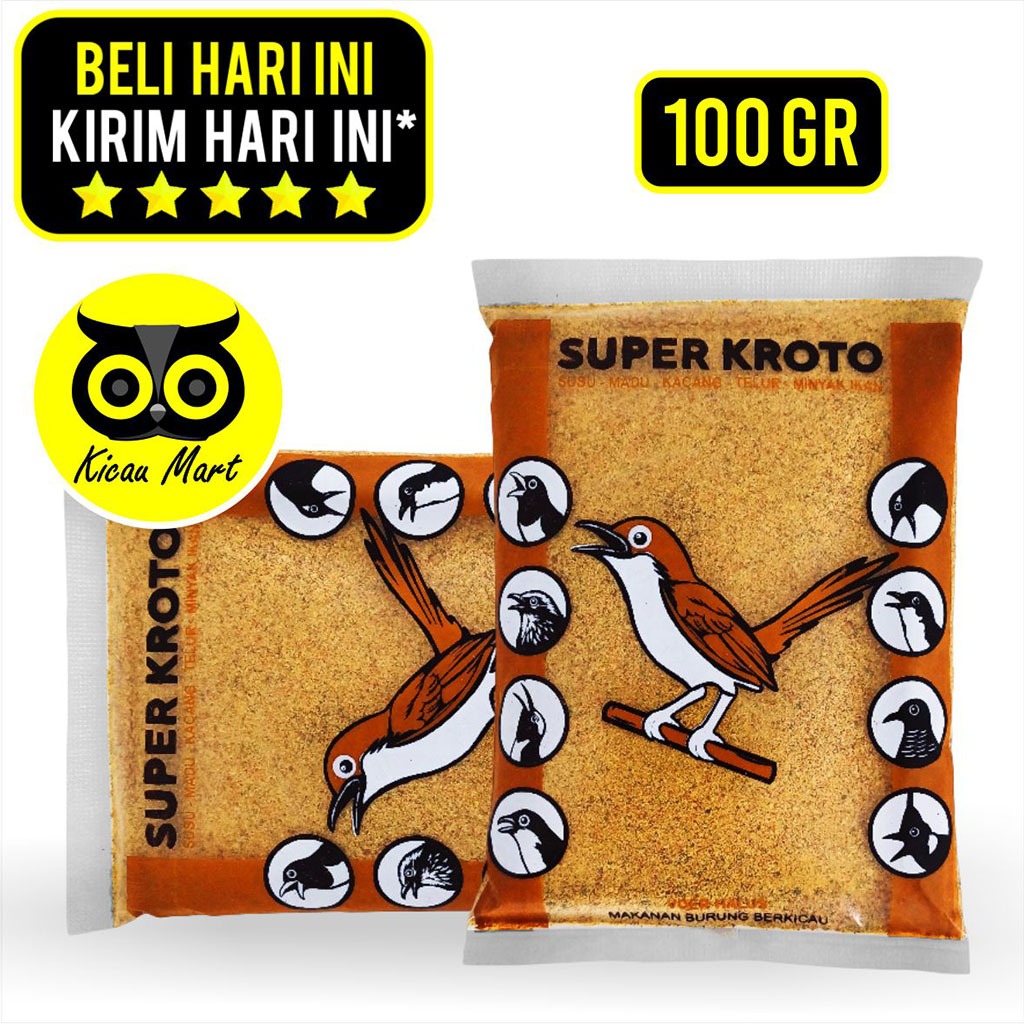 KICAU MART Super Kroto Voer Halus 100gr Anti Stress Pur Pakan Makanan Burung Ciblek Pleci Prenjak Tl