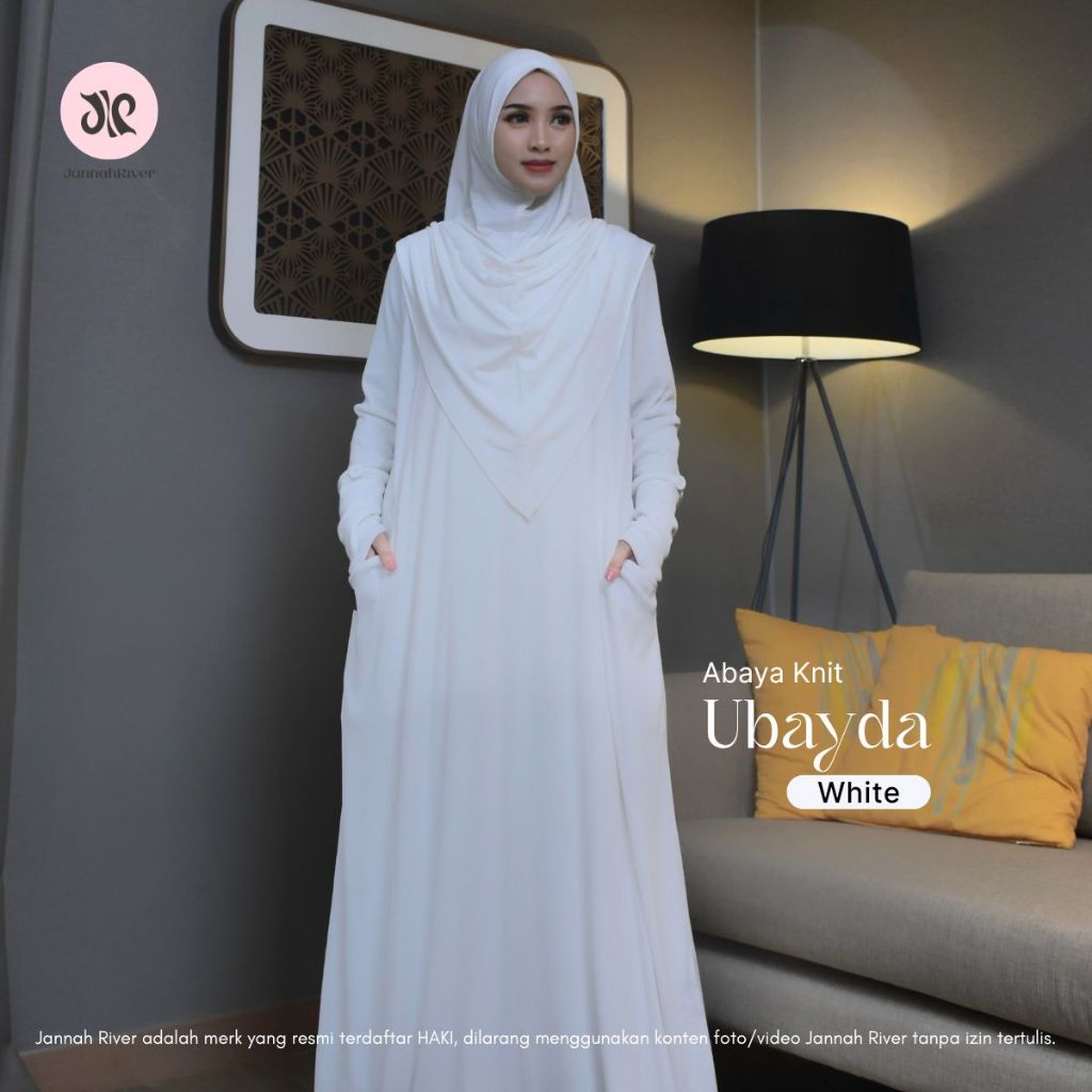 JANNAH RIVER Gamis Abaya Knit Ubayda Terbaru Knit Ribb Premium Ada Pengait Jari Dress Muslimah Kekin