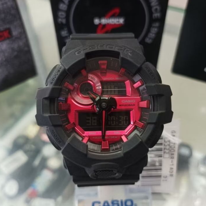 JAM TANGAN PRIA Casio G-Shock GA-700AR-1ADR BLACK RED ORIGINAL