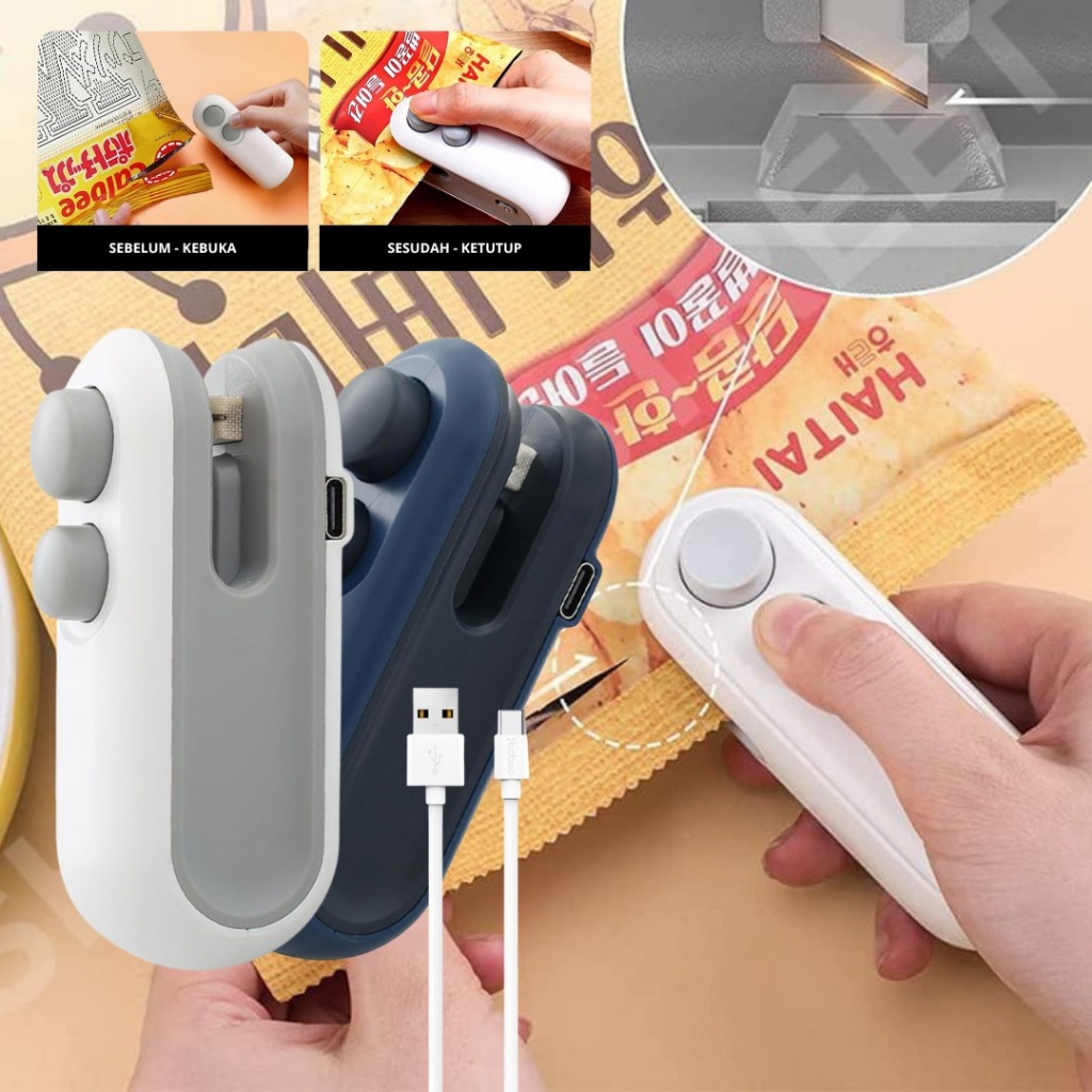 READY STOKPROMO BESAR BESAR BESARAN HANYA DISINI Snack Sealer Mini Hand USB Rechargeable Makanan Pre