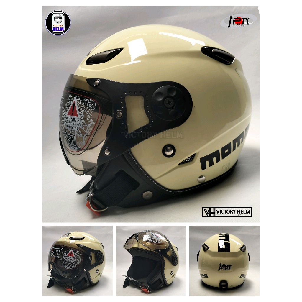 Helm Jpn Momo Kaca Pilot Cream Glossy