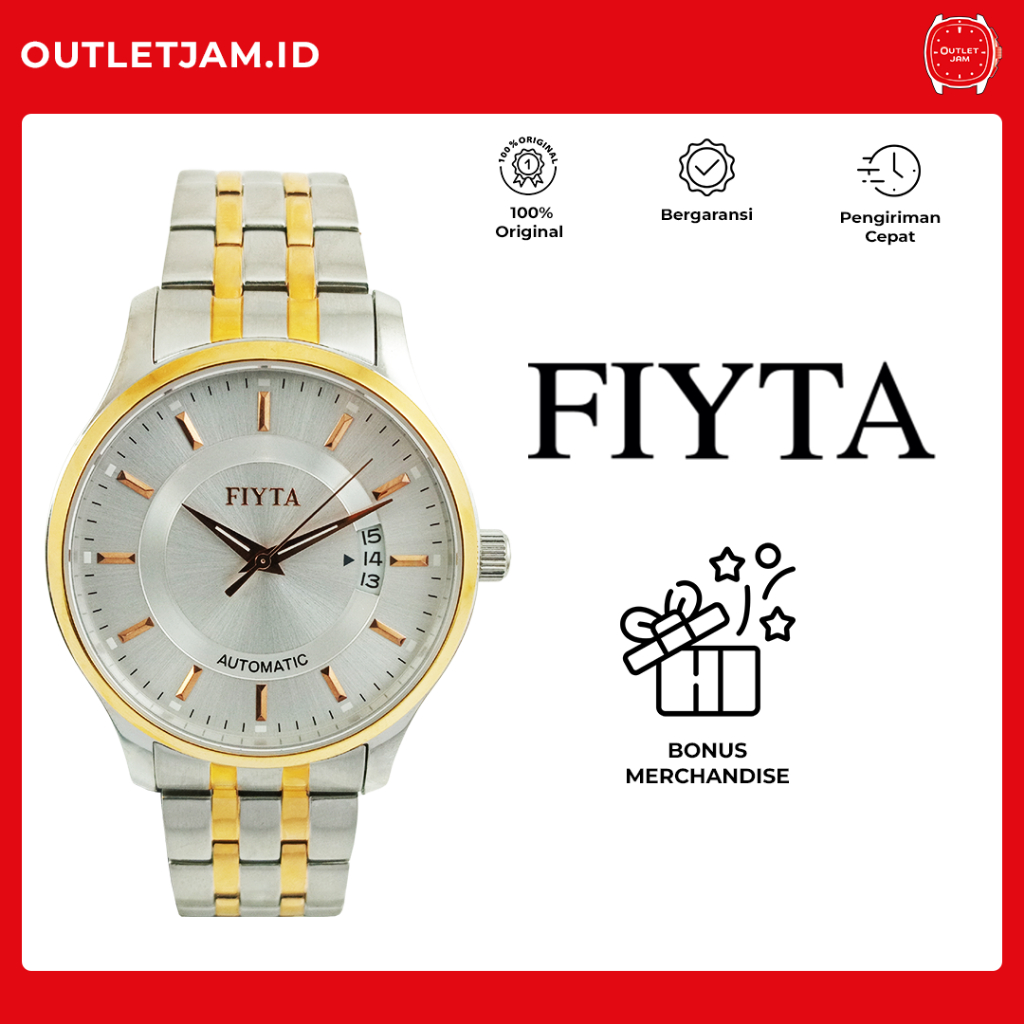Jam Tangan Pria FIYTA Classic Gent Automatic Original Rose Gold Stainless Steel GA8426.TWT