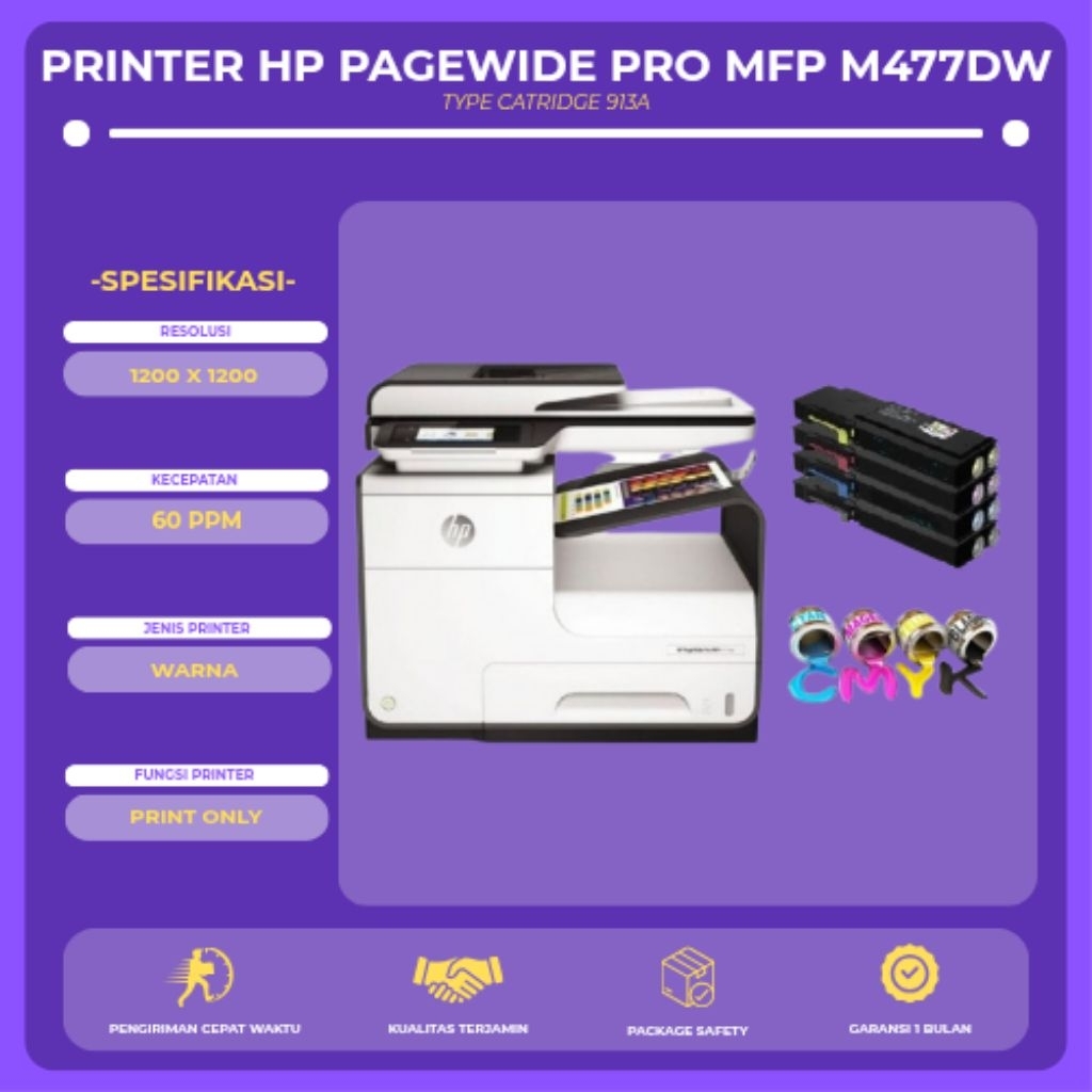 Printer HP Pagewide Pro MFP 477dw Sudah Influs, Chipless Counter 1000