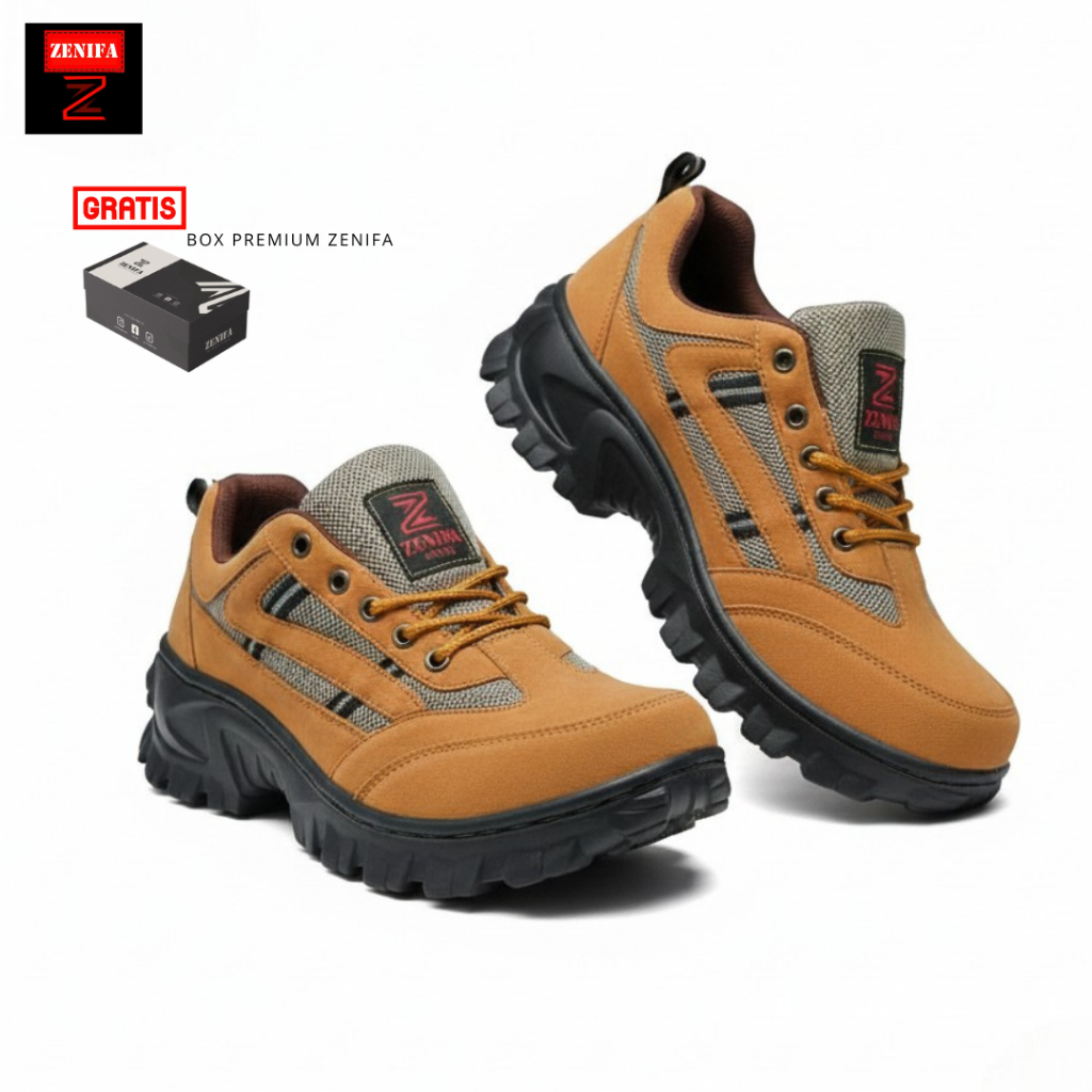 Zenifa - Sepatu Safety Outdoor Ujung Besi Pria Sol Karet Mentah Lentur