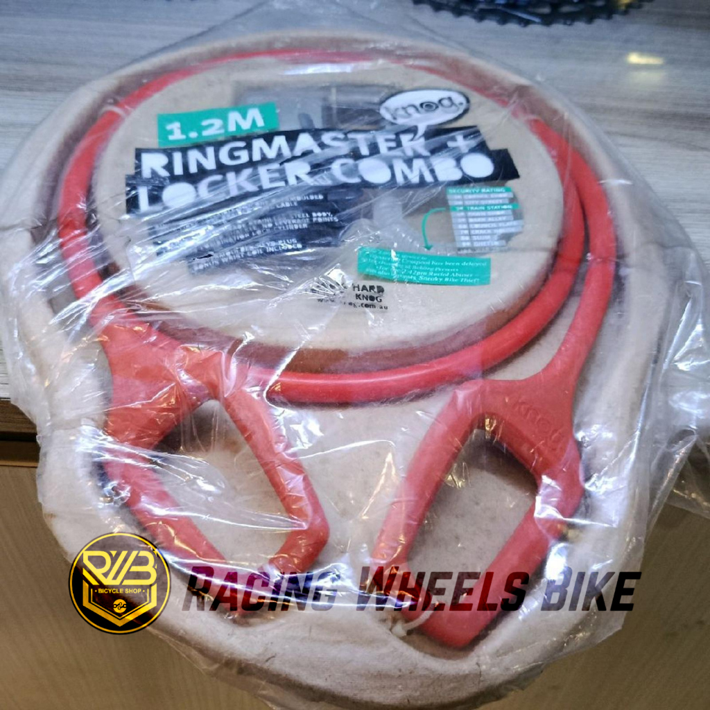 Knog Kunci Gembok Sepeda /Motor Ringmaster + Locker Combo 1.2m Red
