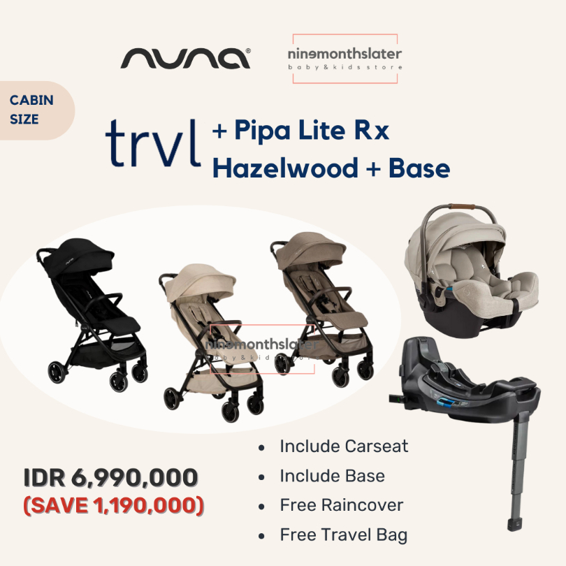 Nuna TRVL + PIPA LITE RX HAZELWOOD + BASE  Carseat - Stroller Travel Click Base Cabin Kereta Dorong 