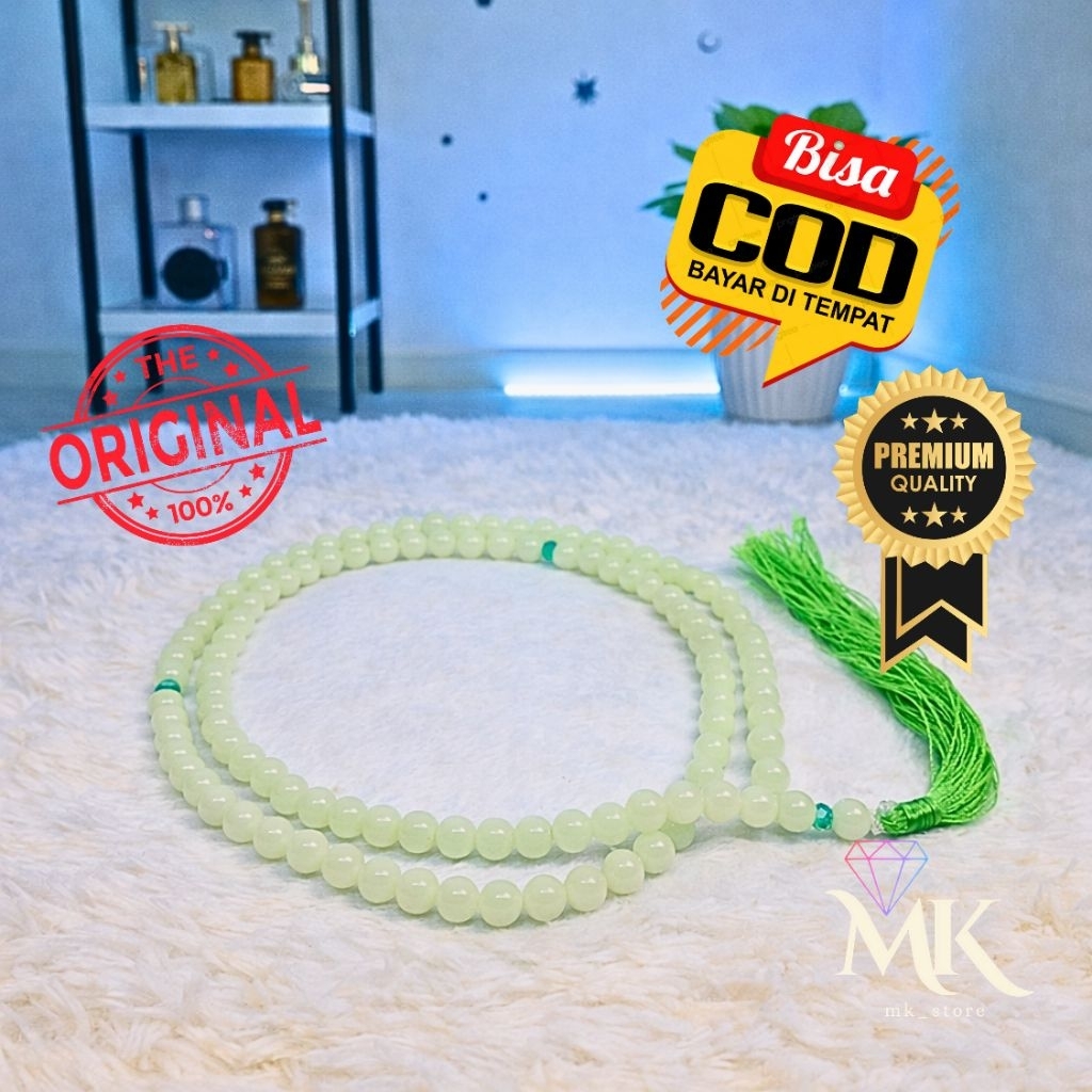 Tasbih Batu Fosfor 6mm Original - Menyala dalam Gelap [99 Butir] - Premium