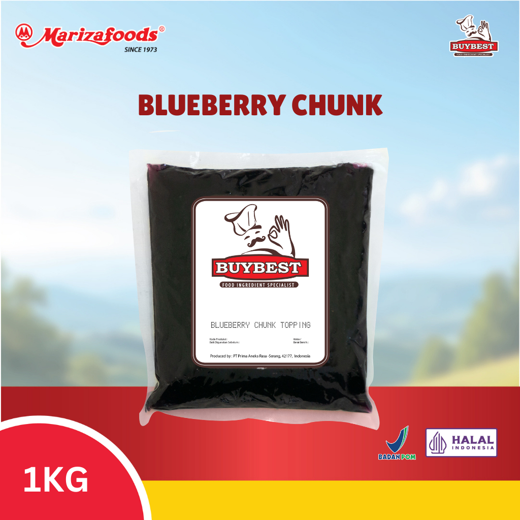 Buybest Blueberry Chunk Topping 1kg - Topping Blueberry dengan Potongan Buah Untuk Dessert & Cake