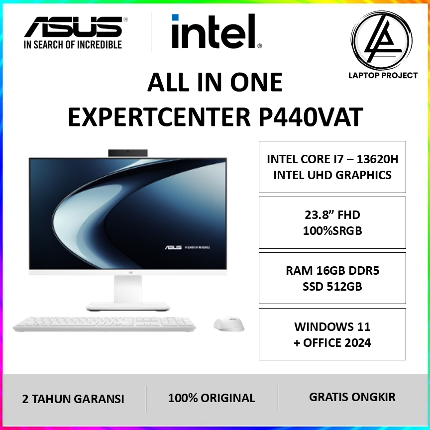 Asus AIO ExpertCenter P400 P440VAT Intel i7-13620H RAM 16GB SSD 512GB 23.8 Inch Touch Screen W11 OHS