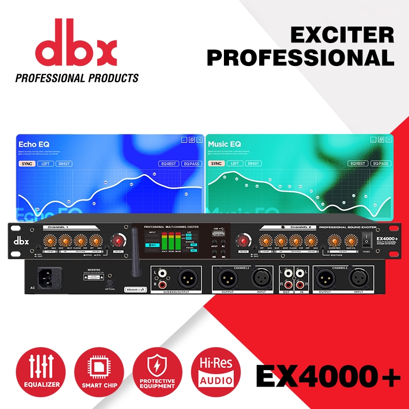 DBX EX4000+ Stimulator Audio Profesional, Stimulator Suara Stereo Frekuensi Tinggi dan Rendah Indepe