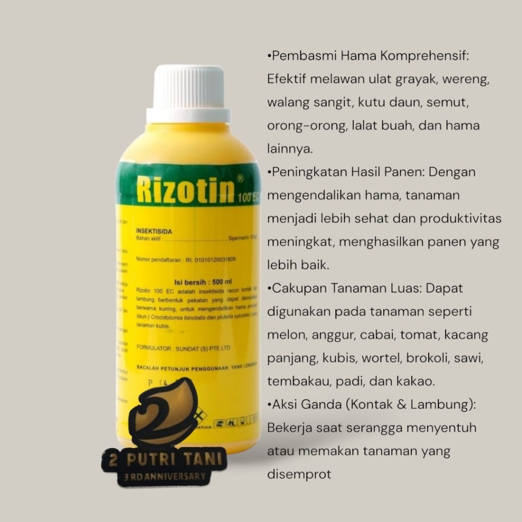 INSEKTISIDA RIZOTIN 100EC 500ml
