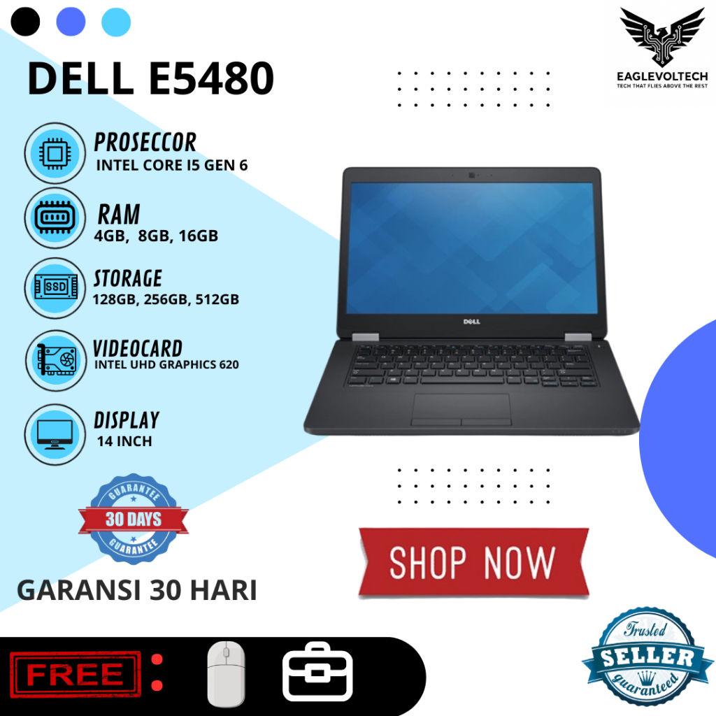 Laptop DELL 5480 Core i5 Gen 6 Murah Mulus Bergaransi