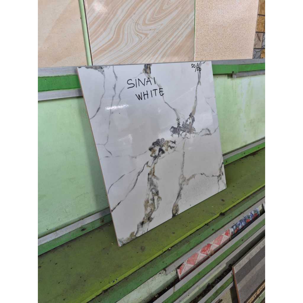 Keramik Lantai Sinai White Motif Batu Alam Marble Putih