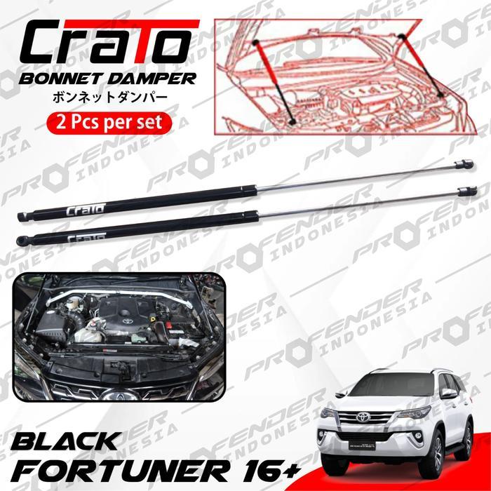 CRATO RED BLACK - Aksesoris Shock kap mesin Hood Damper CRATO  - Toyota Fortuner Hilux KD GD VNT VRZ