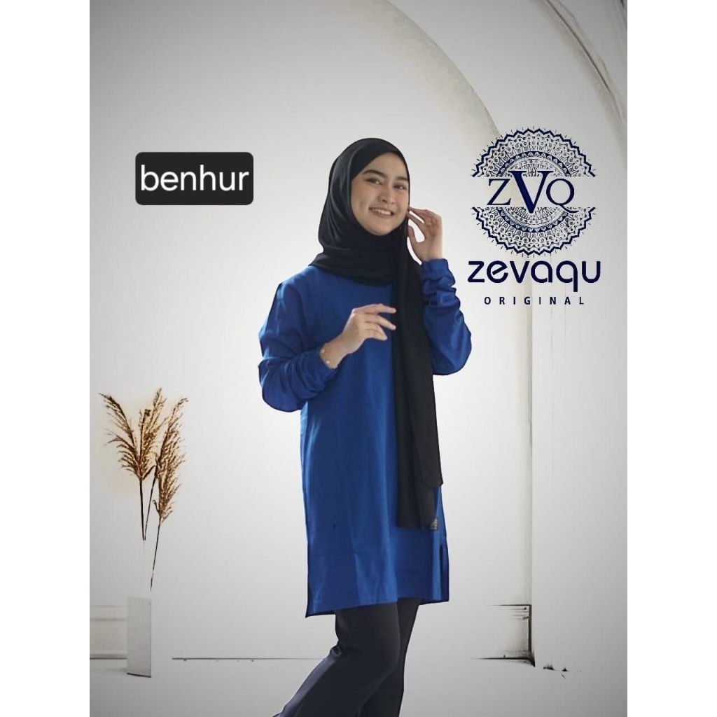 kaos tunic panjang bahan katun combed 24s original zevaqu Tunik