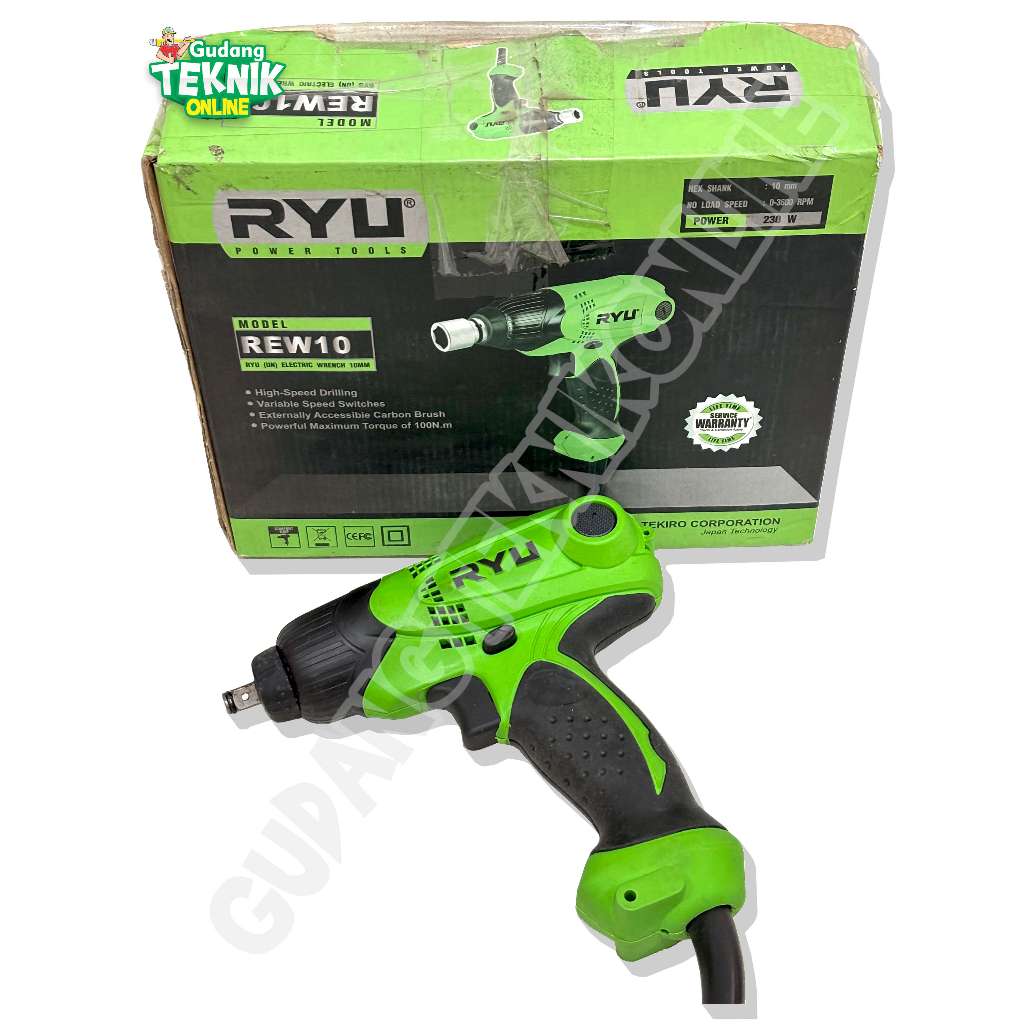 Impact Wrench LISTRIK RYU REW10 10mm 230Watt / Alat Pembuka Buka Mur Baut Mesin Bor Impek Electric I