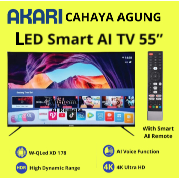 AKARI Smart AI TV 55 inch UHD 4K Voice Comment AT-5655W ( LED TV 55 Inch )