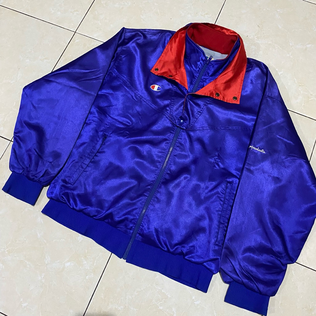 Champion Vintage Windbreaker Blue & Red Jacket