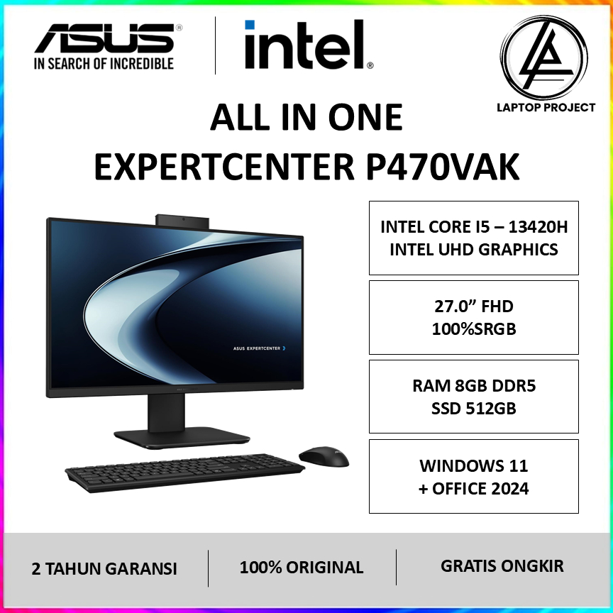 AIO Asus Expertcenter AIO P470VAK i5 13420H 8GB SSD 512GB SSD 27" FHD W11 OHS