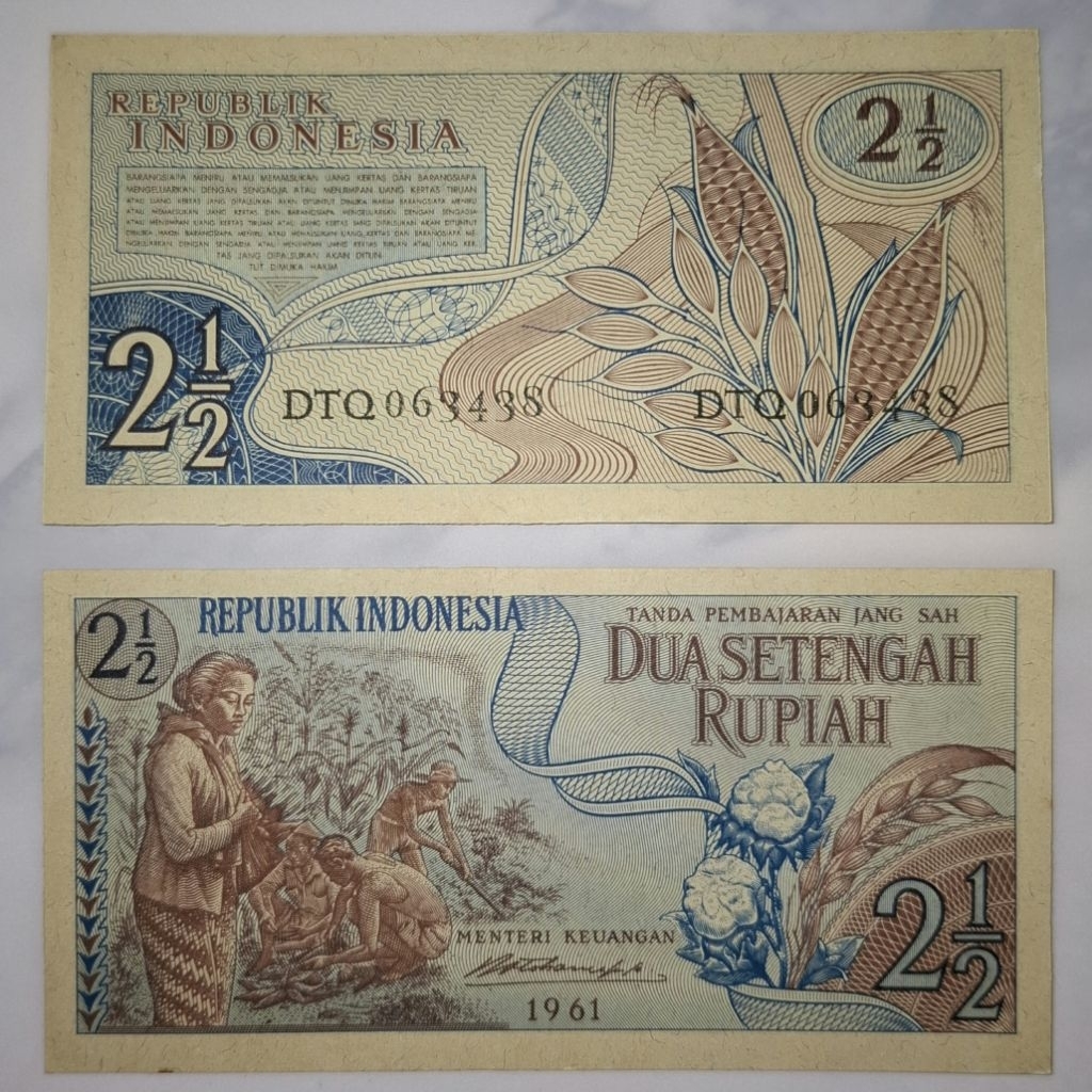 Uang Kuno 2 ½ 2,5 Rupiah Seri Sandang Pangan 1961