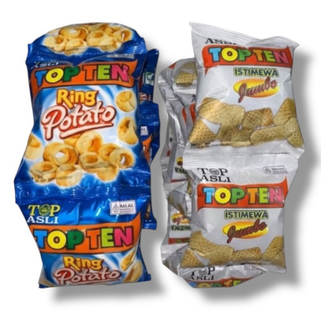 Aneka Snack Chiki Ciki Jadul Topten Top ten Ring Potato Topten Top ten istimewa Isi 10 pc