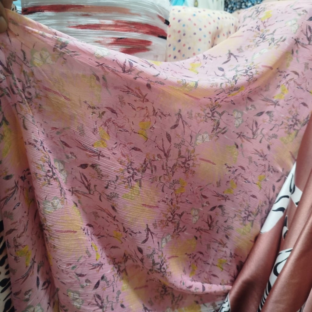 Kain Sifon Ceruty Motif Bunga Kecil Premium – Adem, Halus, Jatuh, Terawang,Elegan – Cocok Untuk Gami