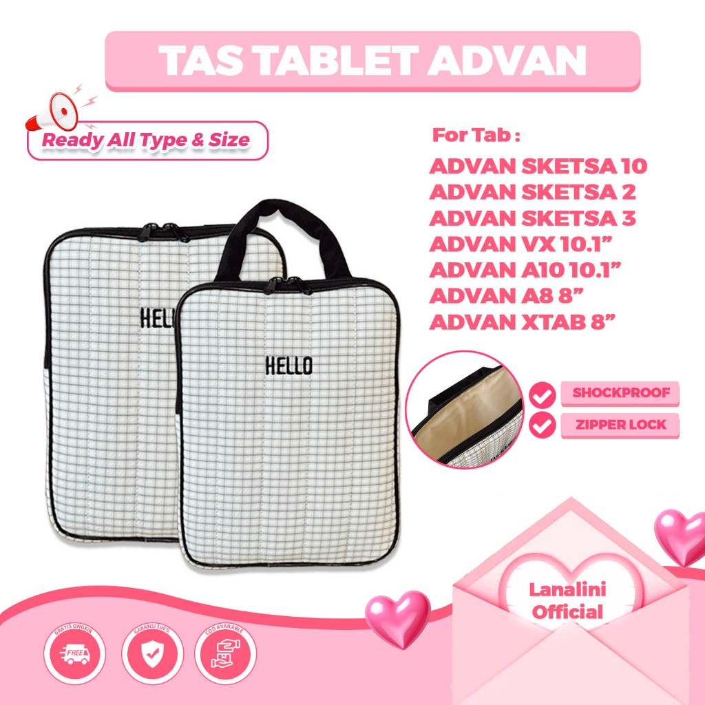 Tas Handbag Tablet Universal Pria Kompatibel Advan Sketsa 10 2 3 2023 VX Neo Lite Xtab X7 A10 A8 8 1