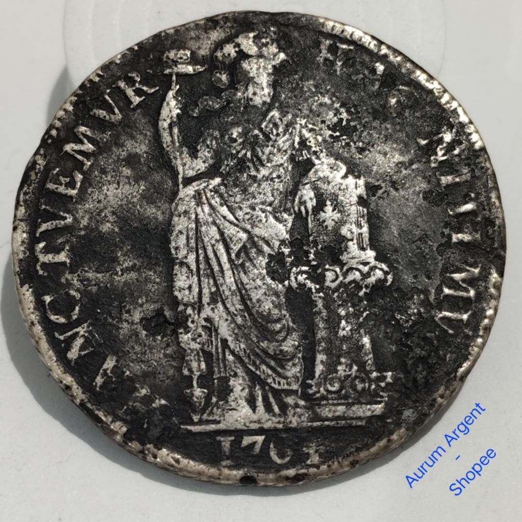 ZZ.10-- 1 PC KOIN PERAK KUNO ASLI 3 GULDEN HOLLAND TH 1764. -- SILVER COIN --