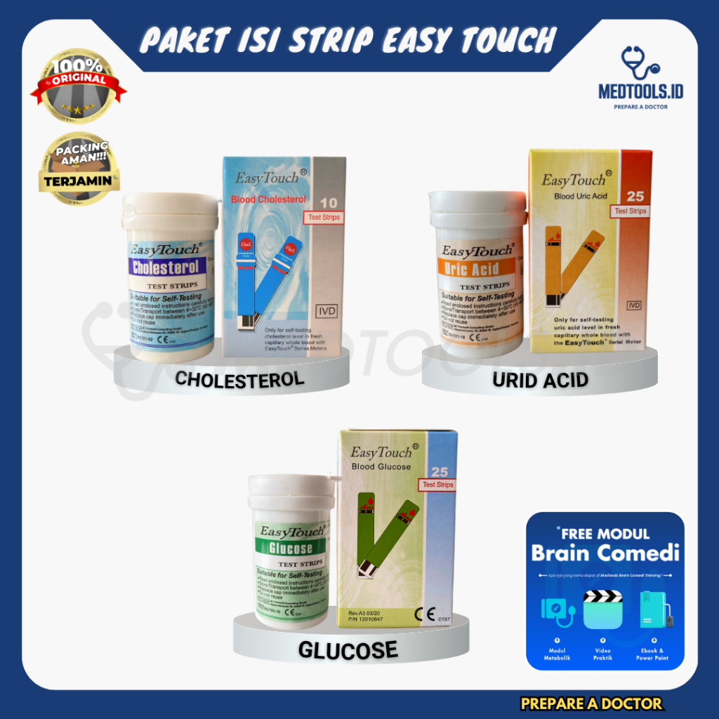 Strip EasyTouch 3in1 Paket Strip EasyTouch 3in1: Gula Darah, Asam Urat, Kolesterol - 60 Strip 3in1 [