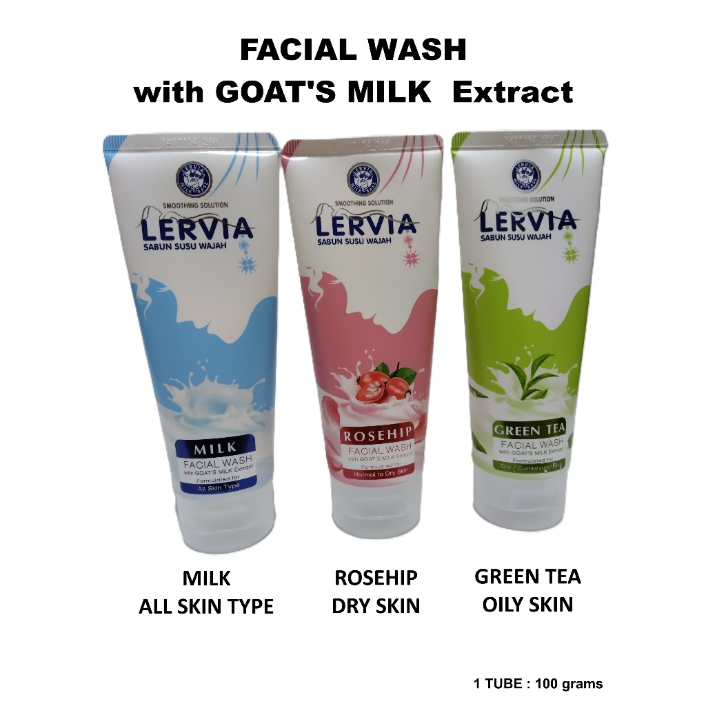 Lervia Facial Wash with Goat Milk Extract green tea rosehip 1 tube 100g