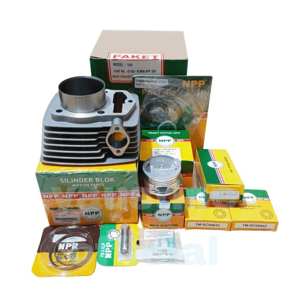 BLOK SEHER BORING SILINDER TIGER+PISTON KIT+STANG SEHER BEARING+TOPSET+SEAL KLEP KCN ORI NPP