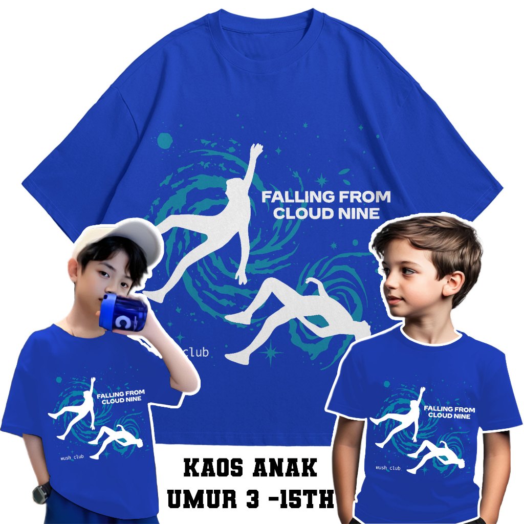 WUSH CLUB BOXY FIT TEE BAJU KAOS ANAK DISTRO PRIA WANITA OVERSIZE COTTON COMBAD 24S CLOUD BIRU BENHU